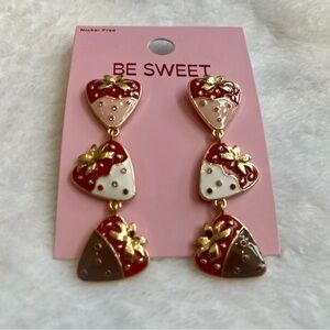 Red and Gold Heart Earrings
